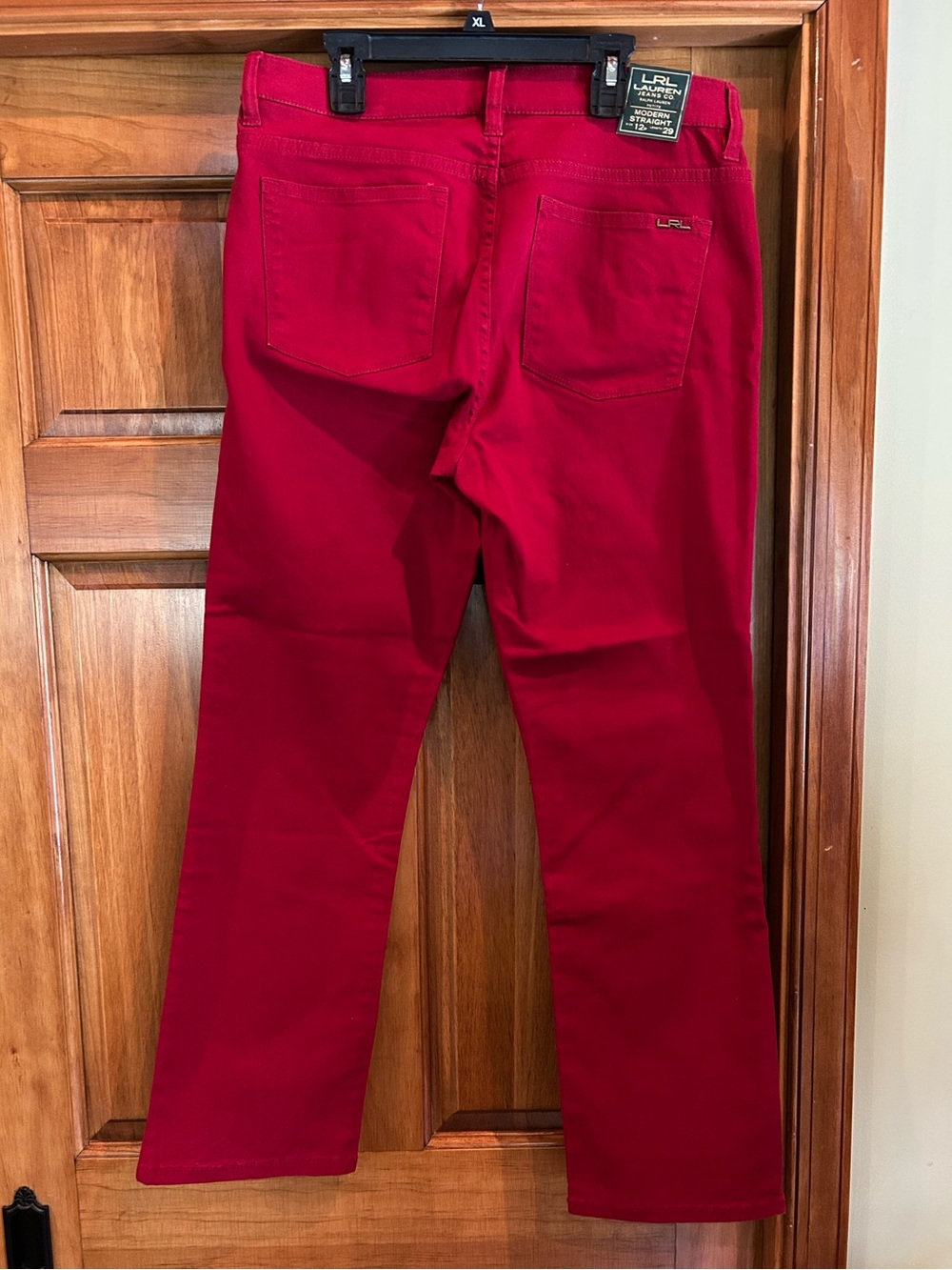 LRL Lauren Jeans Company Women's Straight-Leg Jeans in Deep Red